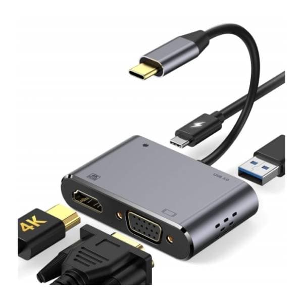 E-GREEN konverter USB-C 3.1 (m) na HDMI/VGA/USB 3.0/USB-C (ž/ž/ž/ž) 0