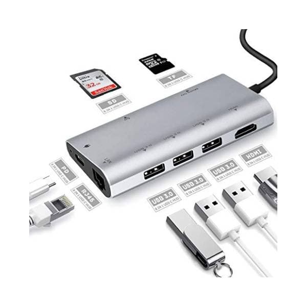 LINKOM konverter USB-C 3.1 (m) na HDMI/3xUSB 3.0/SD/Micro SD/RJ-45/USB-C (ž/ž/ž/ž/ž/ž) 2