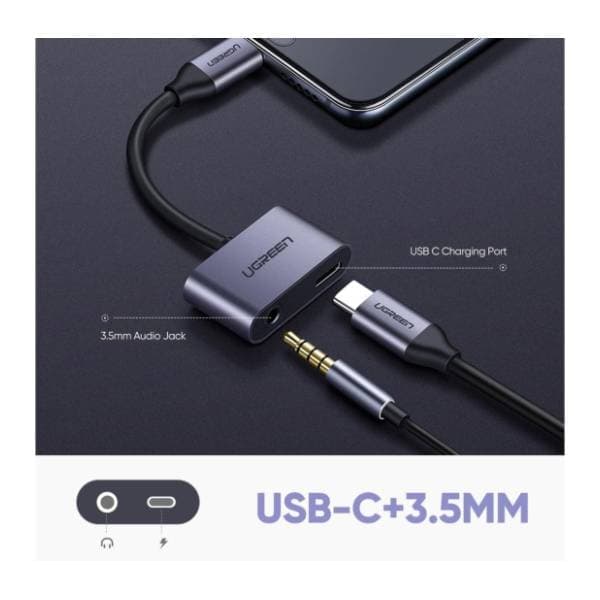 UGREEN konverter USB-C (m) na USB-C/3.5mm (ž/ž) 3