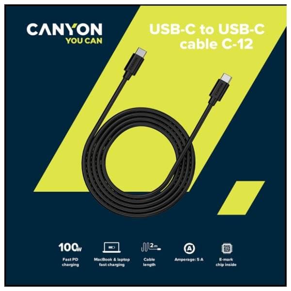 CANYON kabl USB-C 2m crni 1