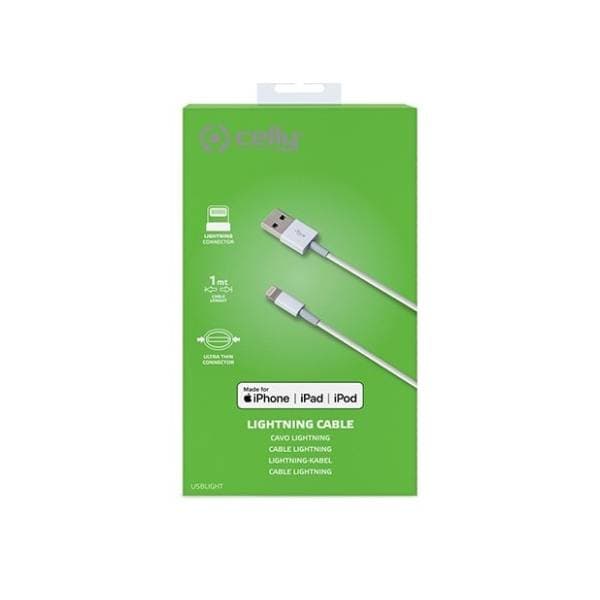 CELLY konverter kabl USB-A na Lightning (m/m) 1m beli 1
