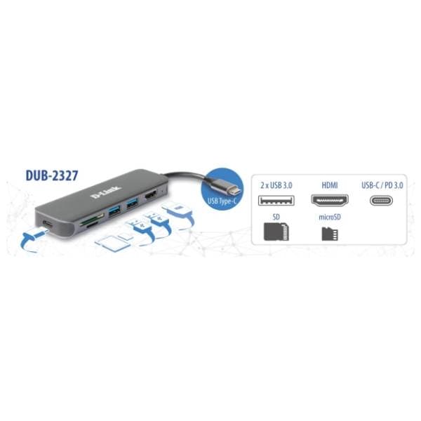 D-Link USB Hub DUB-2327 6-in-1 2