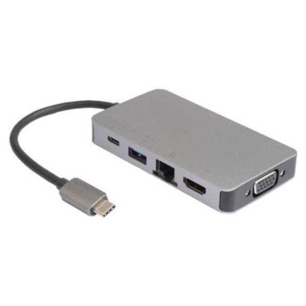 E-GREEN USB Hub USB-C/HDMI + VGA + 2x USB 3.0 + RJ-45 + USB-C 0
