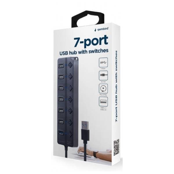GEMBIRD USB Hub 7-port (1x USB 3.1 + 6 x USB 2.0) sa prekidačima 4
