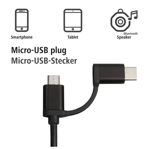 HAMA konverter kabl USB-A 2.0 na Micro USB + USB-C (m+ž/m+m) 1m 3