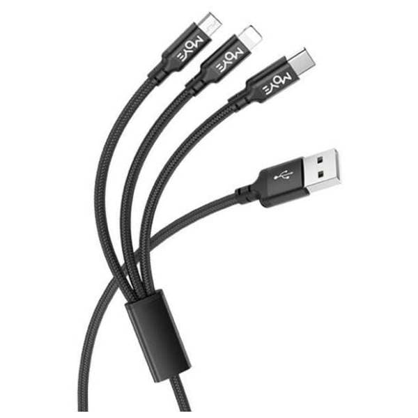 MOYE konverter kabl USB-A na Lightning + Micro USB + USB-C (m/m+m+m) 1m 2