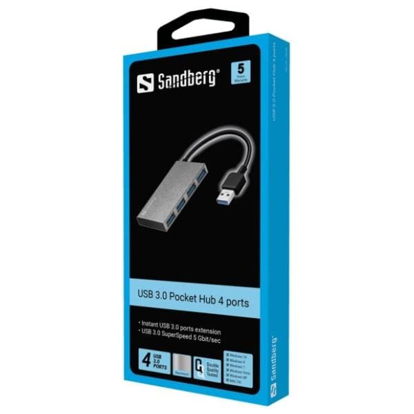 SANDBERG USB Hub 4-in-1 USB 3.0 Pocket Hub 2