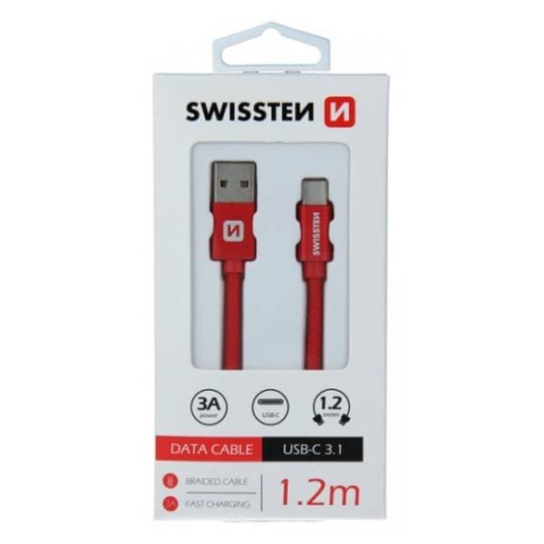 SWISSTEN konverter kabl USB-A na USB-C (m/m) 1.2m crveni 1
