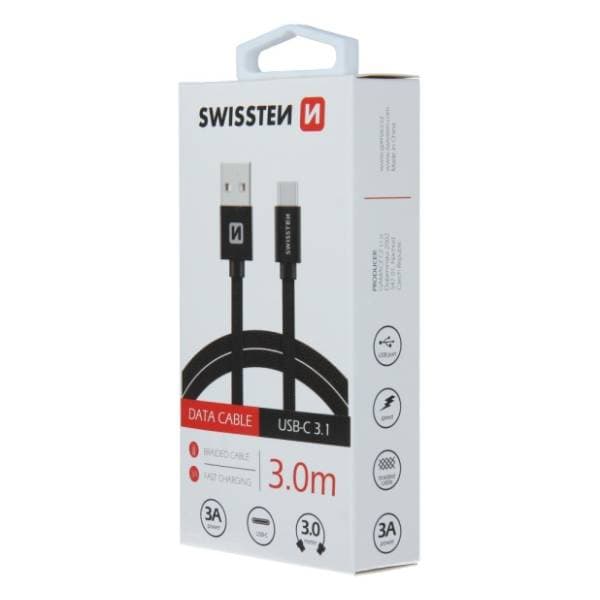 SWISSTEN konverter kabl USB-A na USB-C (m/m) 3m 1