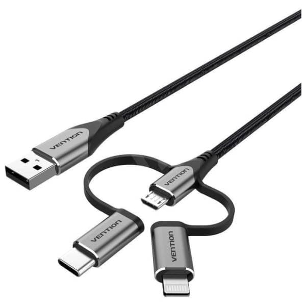 VENTION konverter kabl USB-A na USB-C + Micro USB + Lightning (m/m+m+m) 1.5m 0
