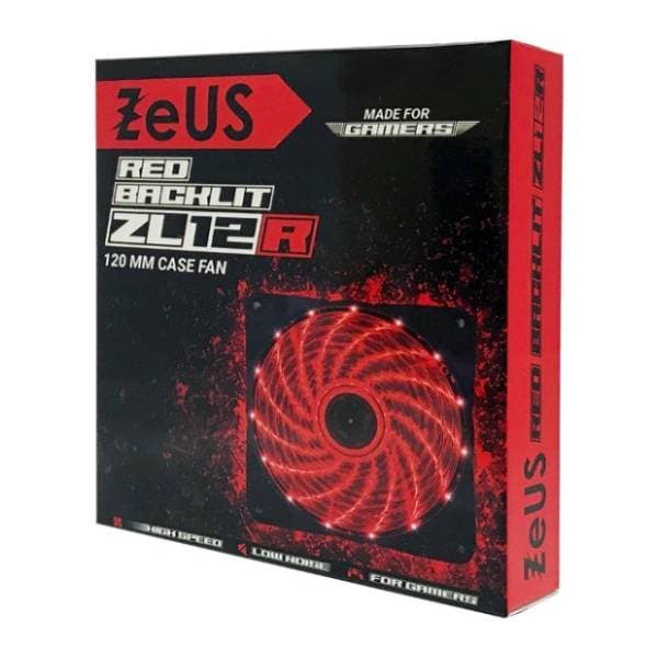 ZEUS Red led light 120x120 ventilator za PC 2