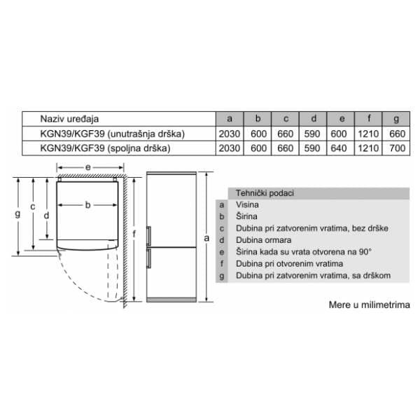 BOSCH kombinovani frižider KGN39VLEB 8