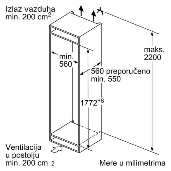 BOSCH ugradni kombinovani frižider KIF86PFE0 7