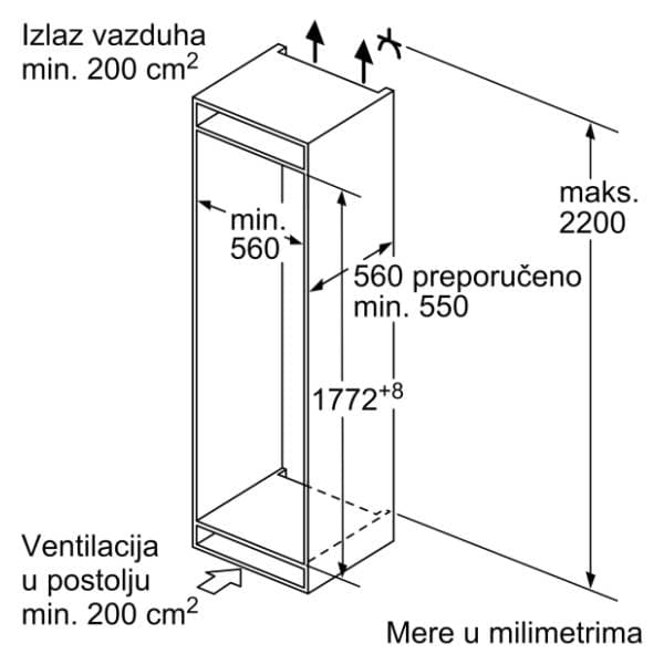 BOSCH ugradni kombinovani frižider KIS87AFE0 6