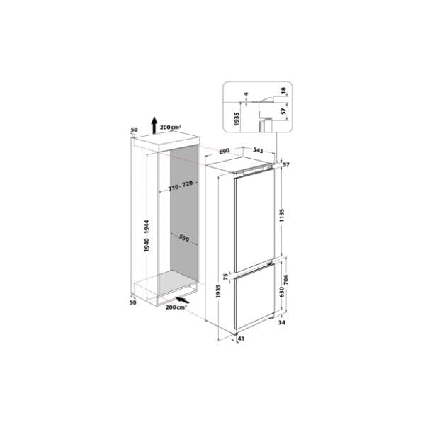 WHIRLPOOL ugradni kombinovani frižider SP40 802 EU 11