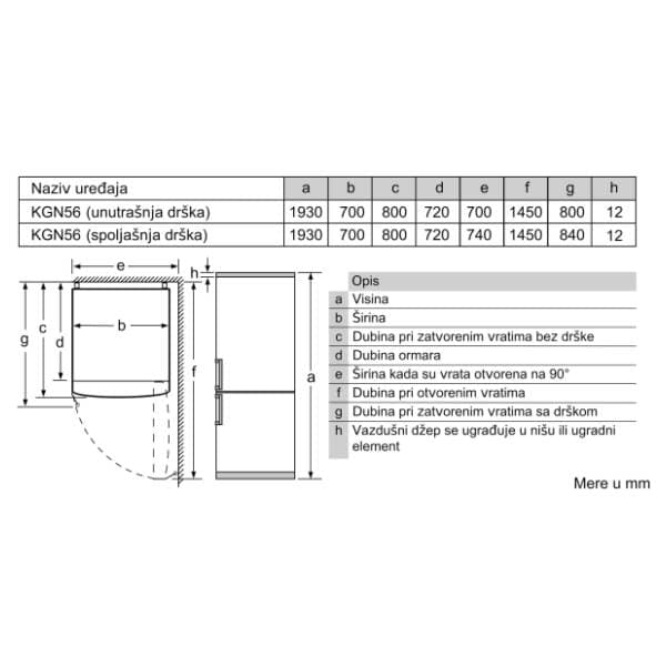 BOSCH kombinovani frižider KGN56XLEB 8