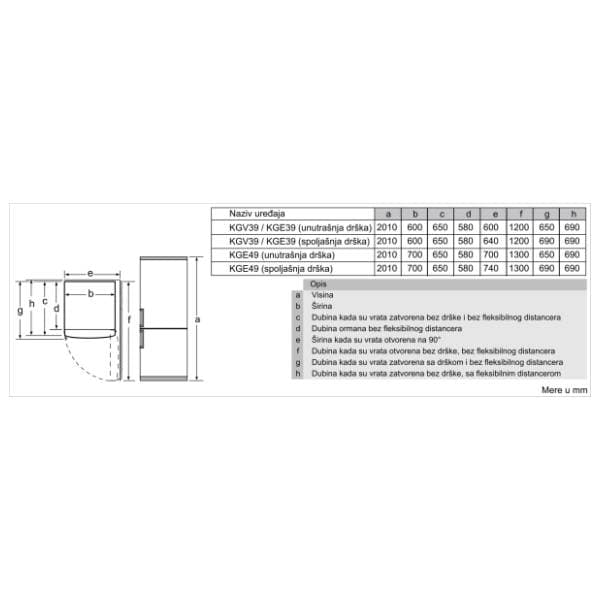 BOSCH kombinovani frižider KGV39VLEAS 5