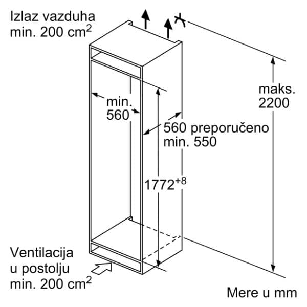 BOSCH ugradni kombinovani frižider KIV86VFE1 12