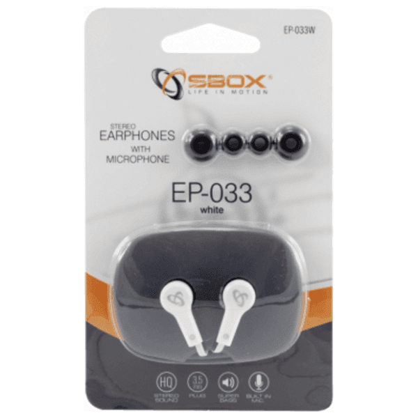 S BOX slušalice EP-033W bele 1