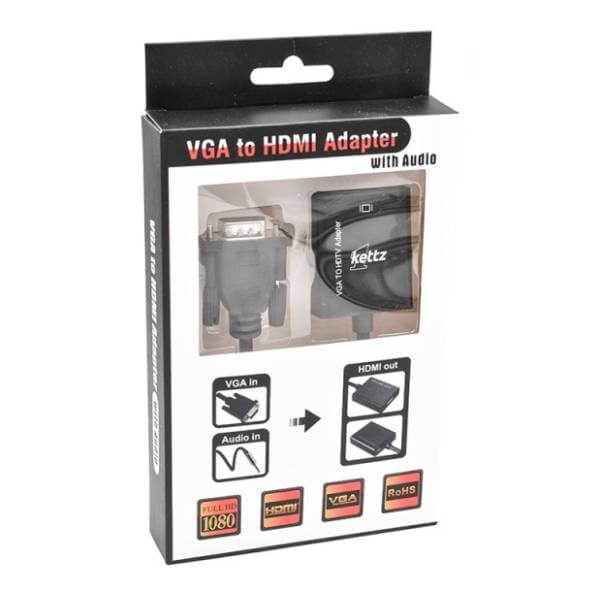 KETTZ konverter VGA (m) na HDMI/3.5mm (ž/m) 3