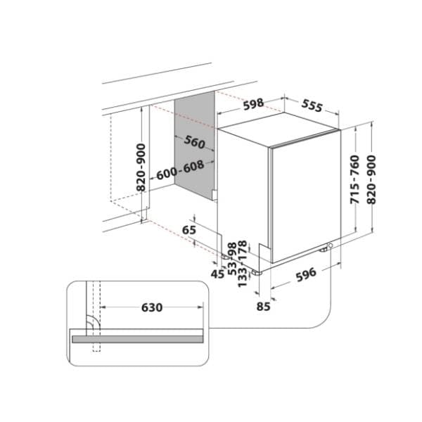WHIRLPOOL ugradna mašina za pranje sudova W7I HP40 L 14