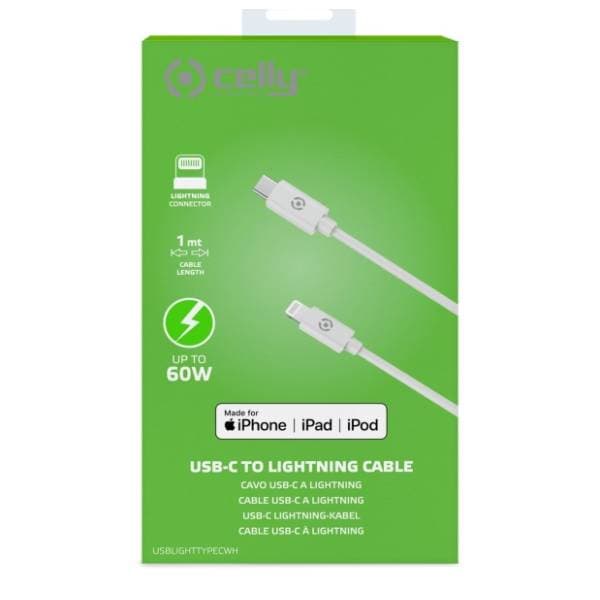 CELLY konverter kabl USB-C na Lightning (m/m) 1m beli 3