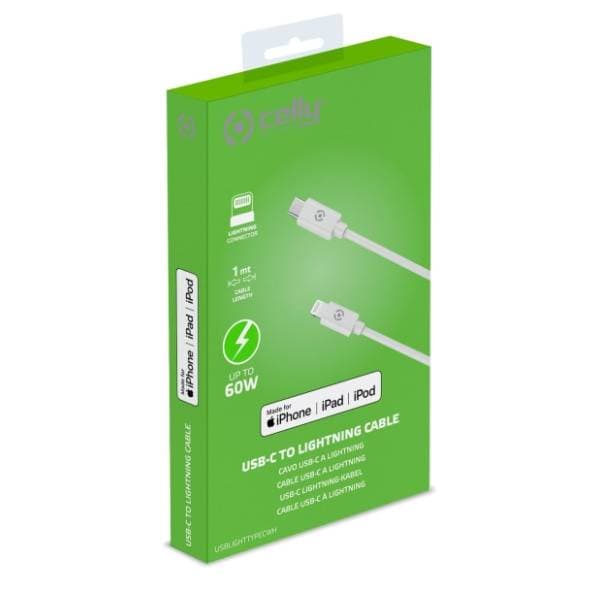 CELLY konverter kabl USB-C na Lightning (m/m) 1m beli 4