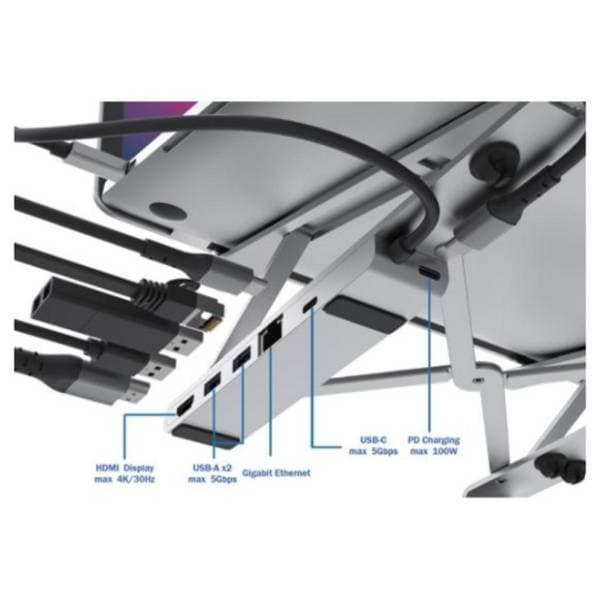 E-GREEN USB Hub 6-in-1 sa podesivim postoljem za laptop 3