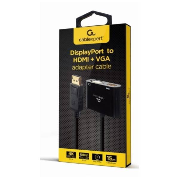 GEMBIRD konverter DisplayPort 1.2 (m) na HDMI (ž) + VGA (ž) 1