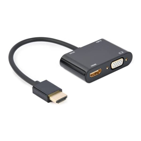 GEMBIRD konverter HDMI (m) na HDMI (ž) + VGA (ž) + 3.5mm (ž) 0