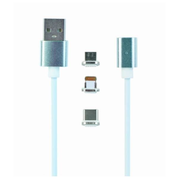 GEMBIRD konverter kabl sa 3 magnetna nastavka USB 2.0 na Lightning + Micro USB + USB-C (m/m+m+m) 1m 1