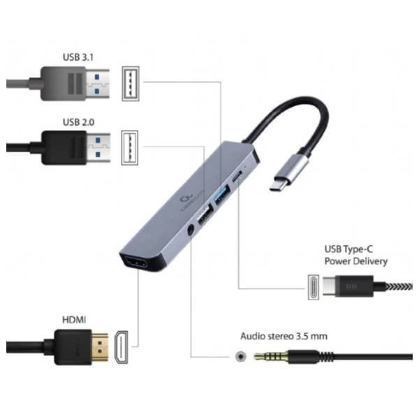 GEMBIRD USB Hub 5-in-1 A-CM-COMBO5-02 2
