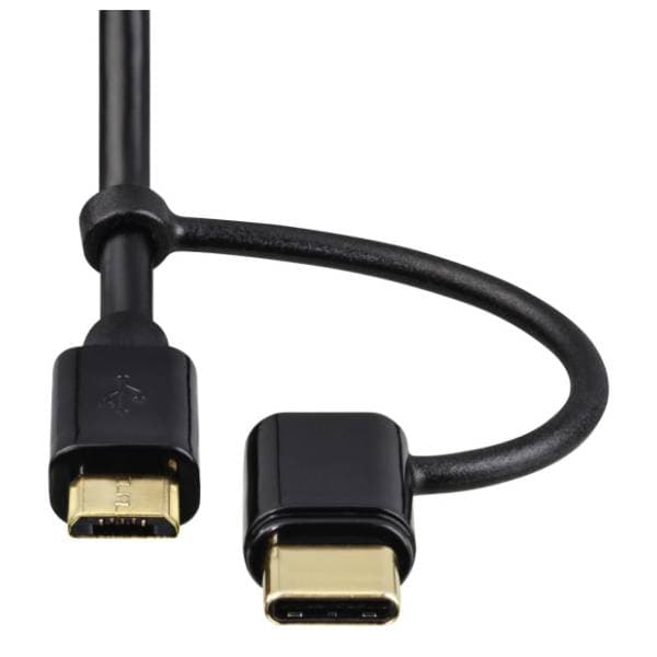 HAMA konverter kabl USB-A 2.0 na Micro USB + USB-C (m/m+m) 1m 2
