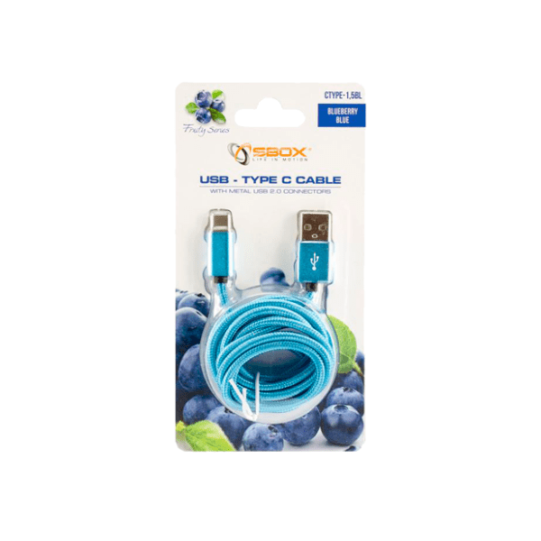 S BOX konverter kabl USB 2.0 na USB-C (m/m) 1.5m plavi 1