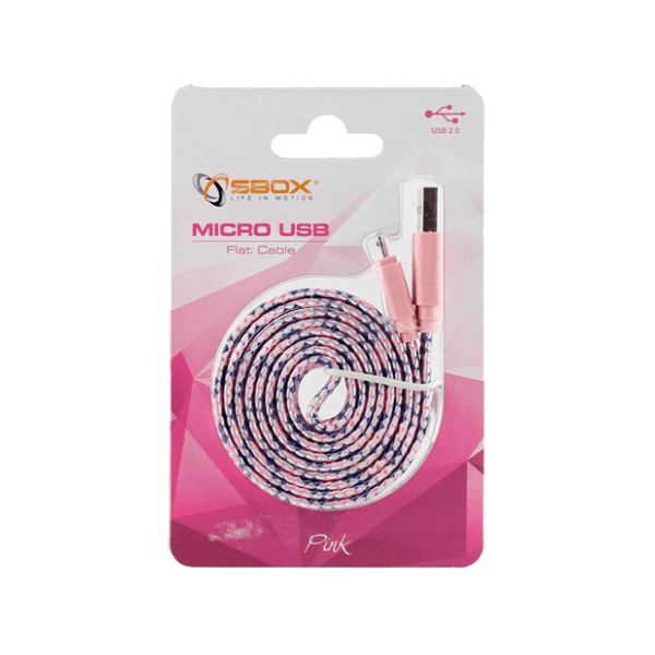 S BOX konverter kabl USB na Micro USB-B (m/m) 1m roze 1