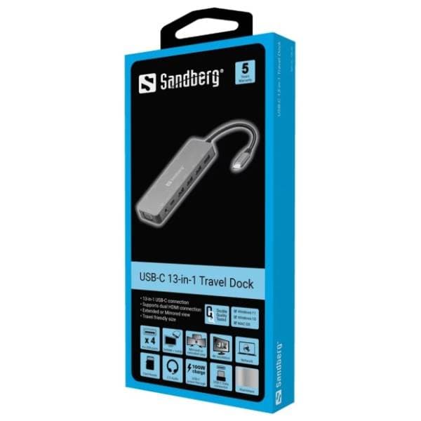 SANDBERG Docking station USB-C 13-in-1 Travel Dock 2