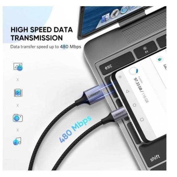 UGREEN konverter kabl USB-C na USB-A 2.0 (m/m) 3m 1