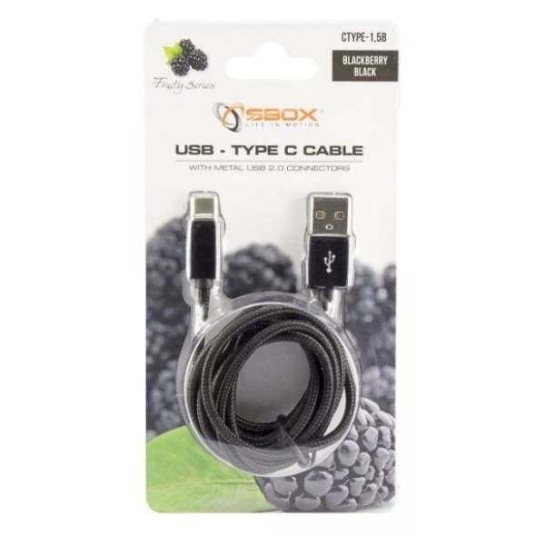 S BOX konverter kabl USB 2.0 na USB-C (m/m) 1.5m crni 1