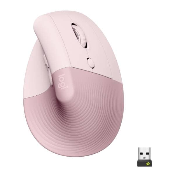 LOGITECH vertikalni bežični miš LIFT roze 1