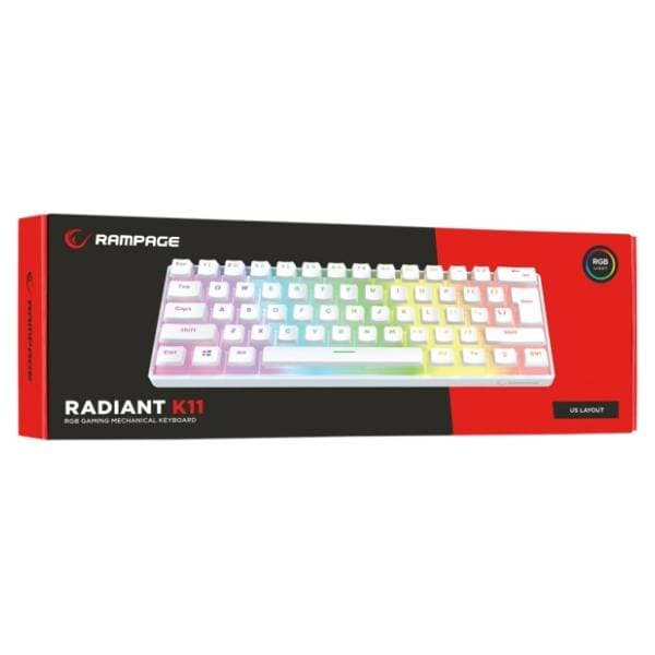 RAMPAGE tastatura Radiant K11 Blue Switch bela 7