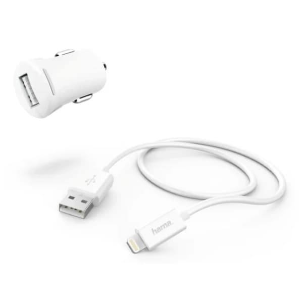 HAMA auto punjač Lightning 2.4A White 0