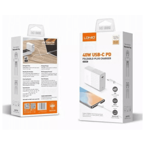 LDNIO punjač USB 3.0 40W sa kablom Tip C na lightning (muški) 2