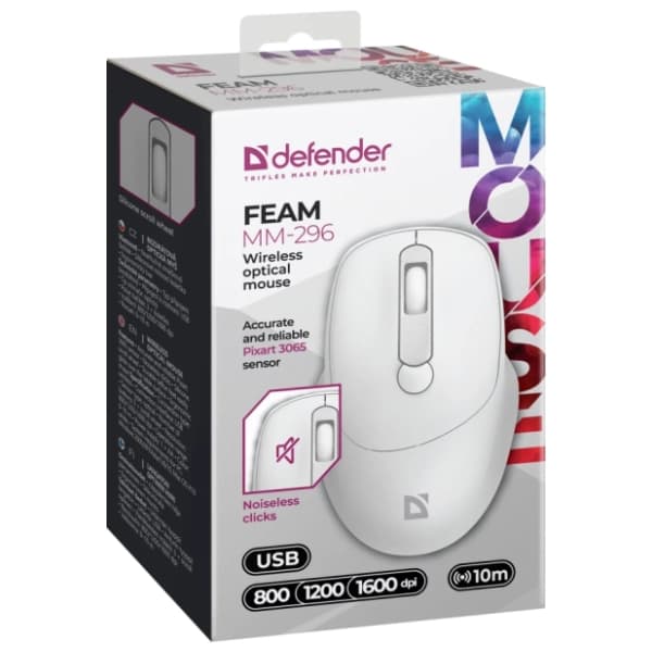 DEFENDER bežični miš Feam MM-296 beli 1