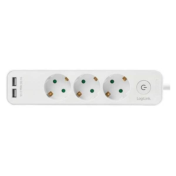 LOGILINK produžni kabl 3 mesta, 2 USB-a, prekidač 1,5m (4782) 1
