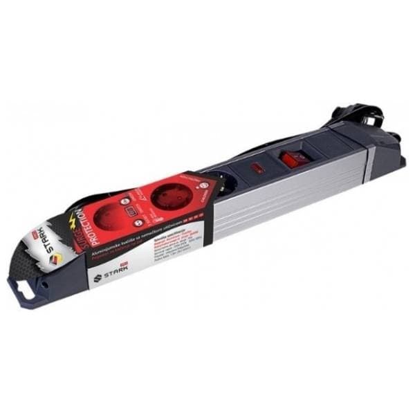 STARK produžni kabl ALU 1.8m, 3 utičnice, prekidač 0