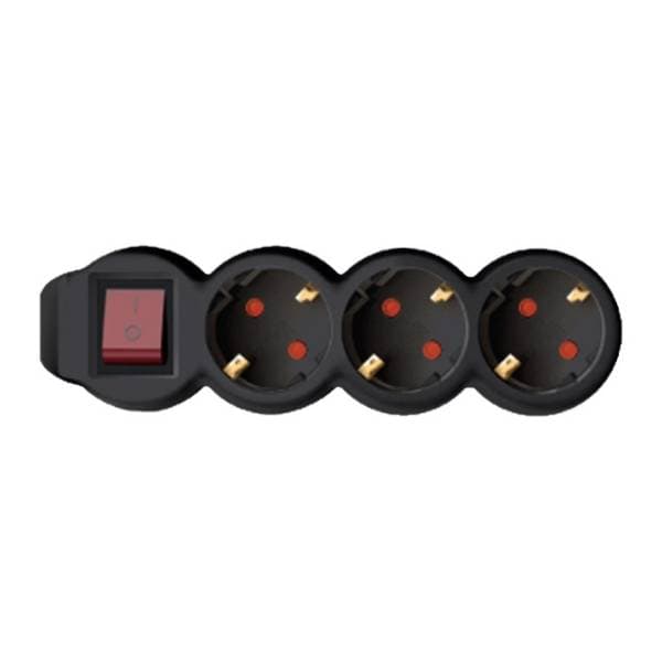 HOME produžni kabl 3 mesta 1,5m 1.0mm2 + prekidači NVK03K/BK 0