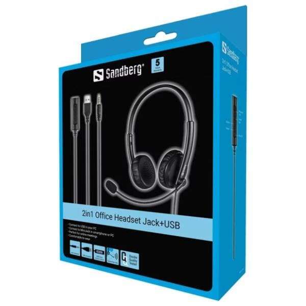 SANDBERG slušalice USB+SJ Office 126-21 2