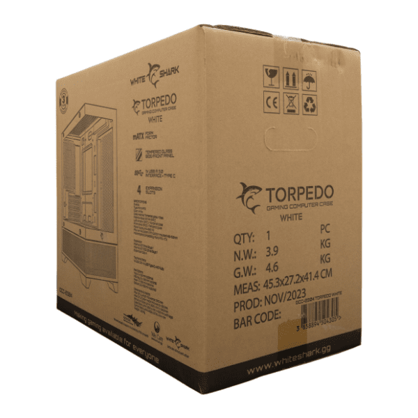 WHITE SHARK kućište Torpedo White + 3 x Impulse ventilatora 6