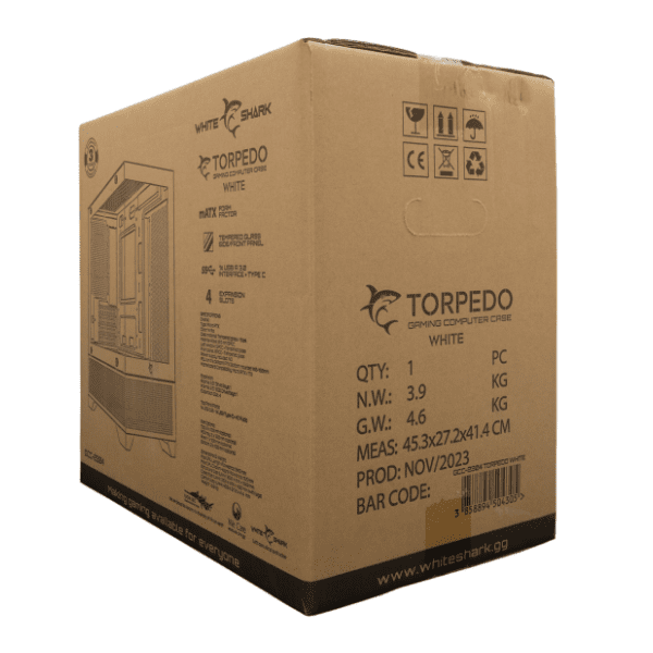 WHITE SHARK kućište Torpedo White 3 x Warp ventilatora 5
