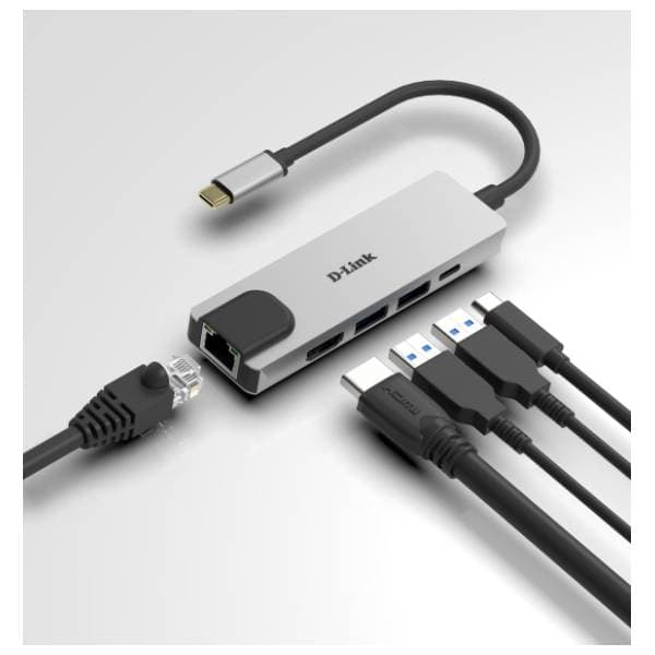 D-Link USB Hub 5-in-1 DUB-M520 srebrni 2